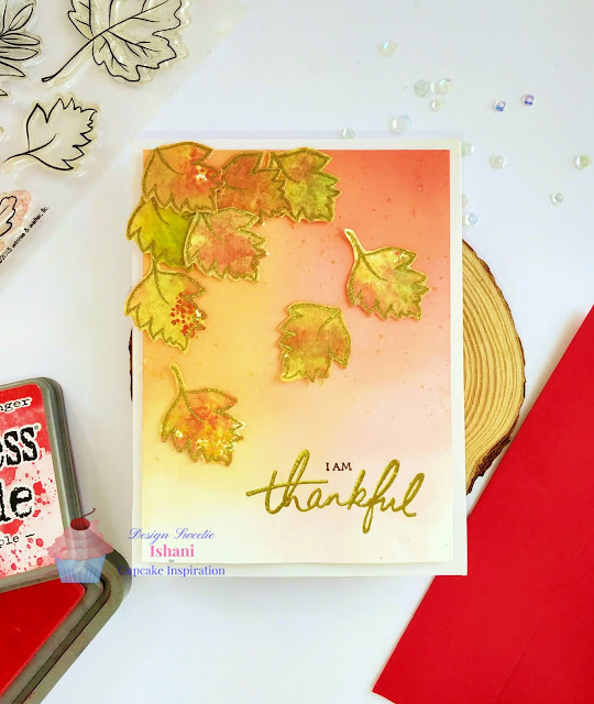 autumn card, CIC, distress oxide ink, Winnie and walter renee's leaves stamp set,Quillish, Technique card, Thank you card, Video Tutorial, Winnie & Walter, watercolor technique, easy ink smooshing on cards, easy watercolor tutorial , you tube tutorial for easy cards