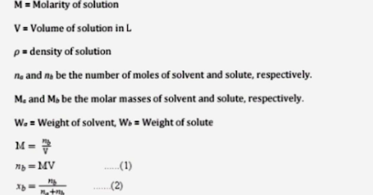 Relation between Molarity and Mole fraction | Ghar hi paathshala