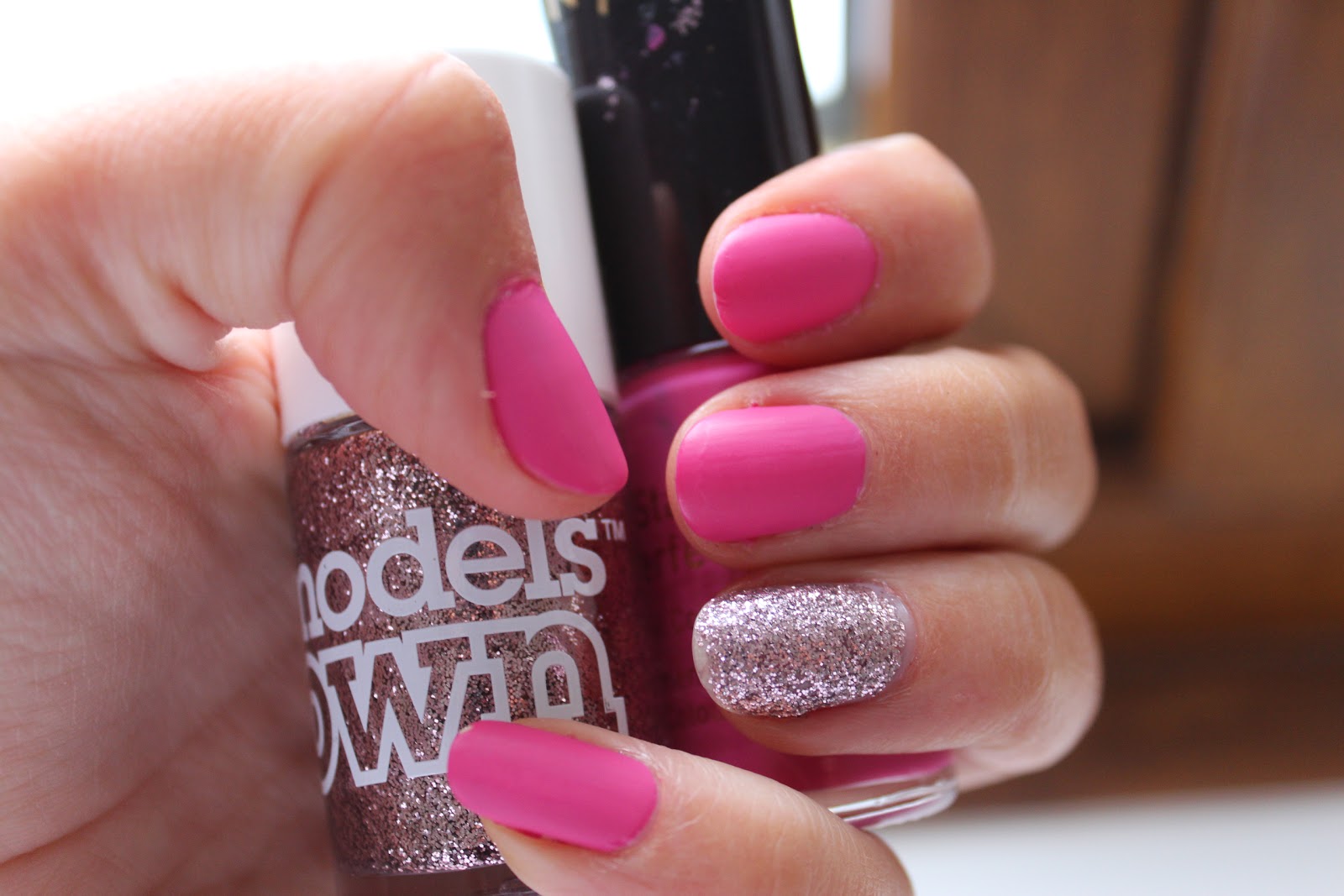 Cover Shoot: Nail Art - Matte Pink and Glitter