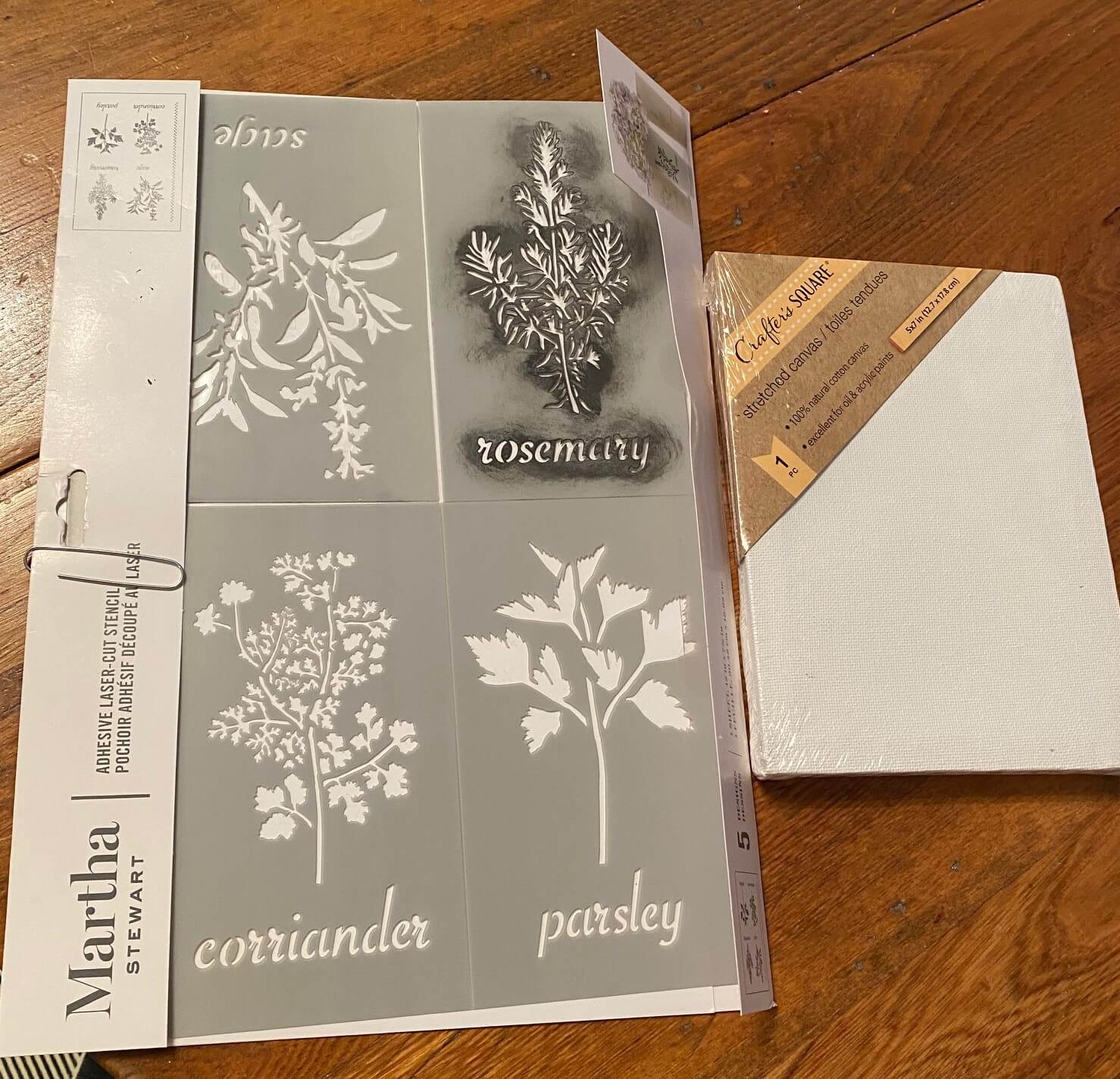 Dollar Tree Reverse Canvas Stenciled Herbs Organized Clutter