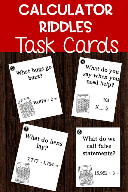 Calculator Word Riddles Task Cards