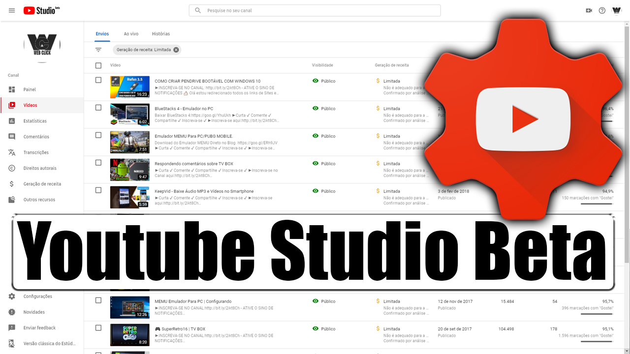 Iniciantes Conhecendo o Youtube Studio Beta Dicas Importantes
