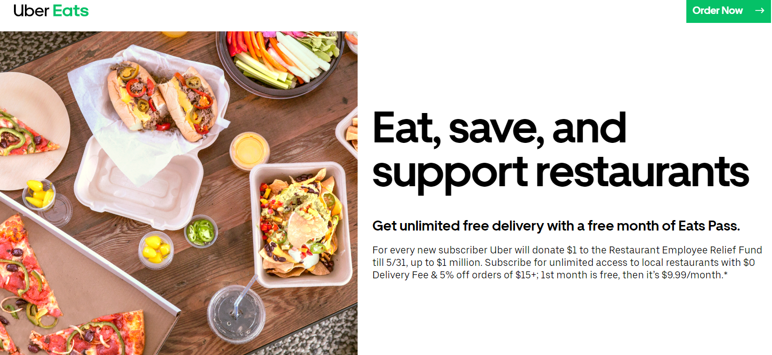Uber Eats offering one free month of Eats Pass free delivery