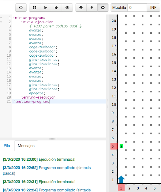 IA robotixyz Hola mundo en Karel