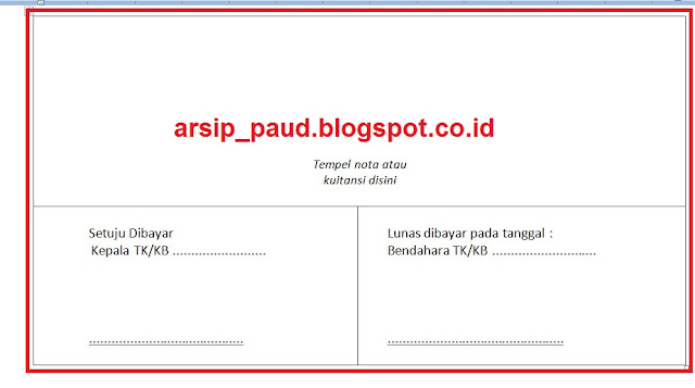 Format Penempatan Kuitansi Nota Pada Lpj Bop Paud Arsip Paud