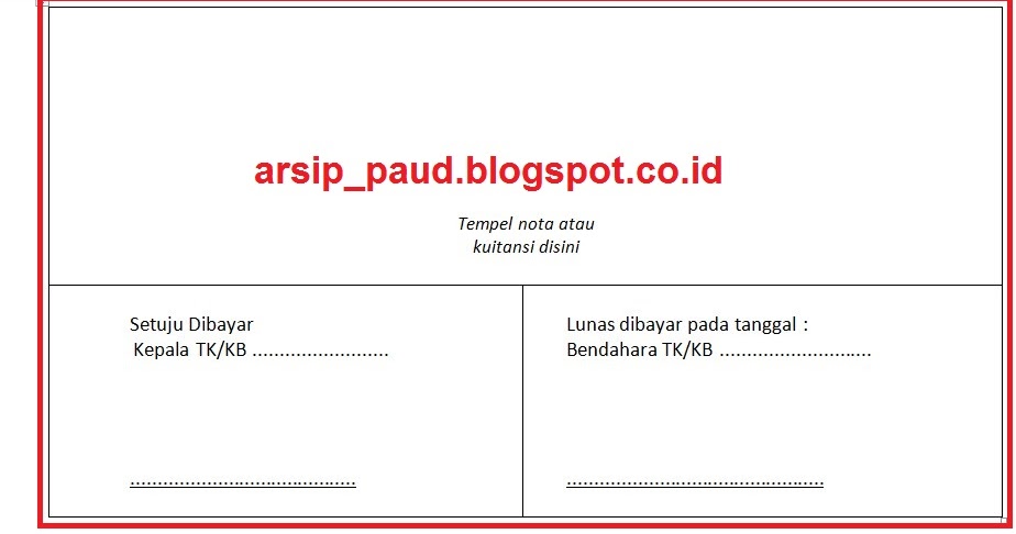 Format Penempatan Kuitansi Nota Pada Lpj Bop Paud Arsip Paud