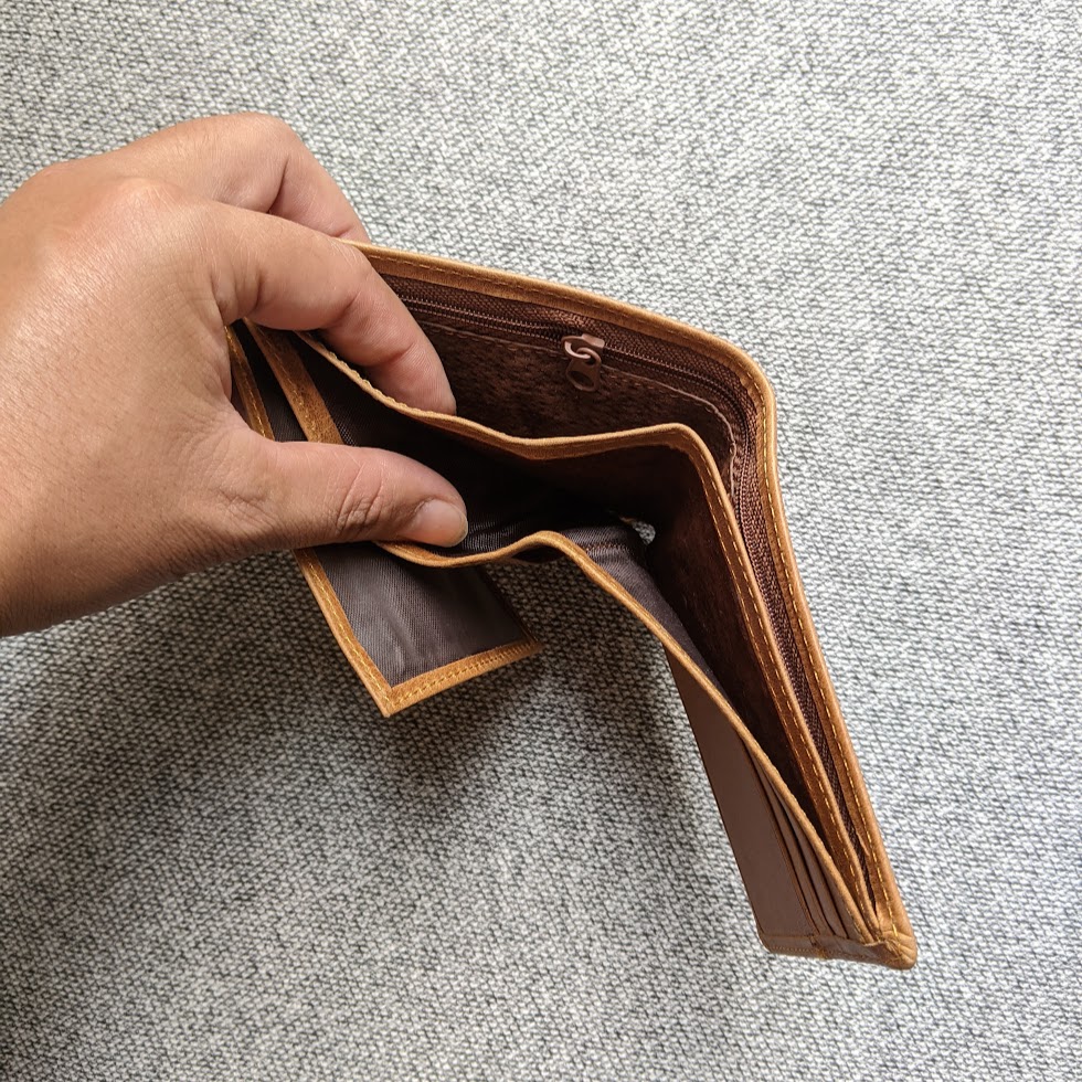 Ví ngang nam da bò màu nâu sáng