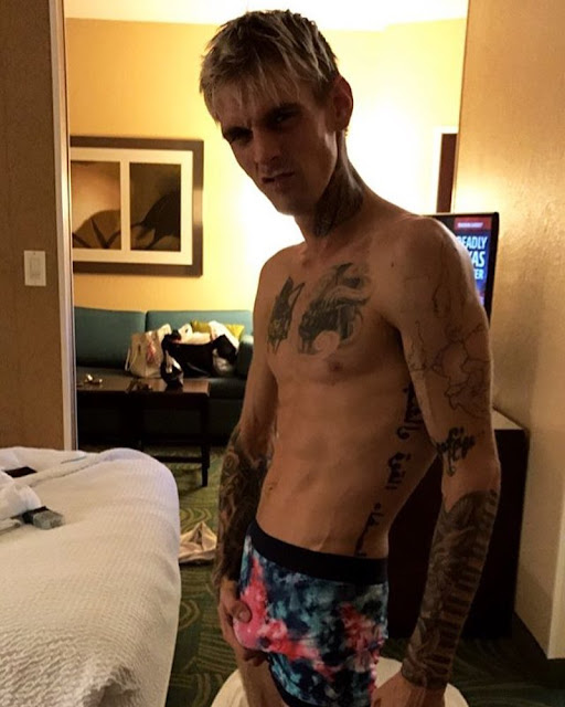 Alexis_Superfan's Shirtless Male Celebs: Aaron Carter grabbing his junk on IG story