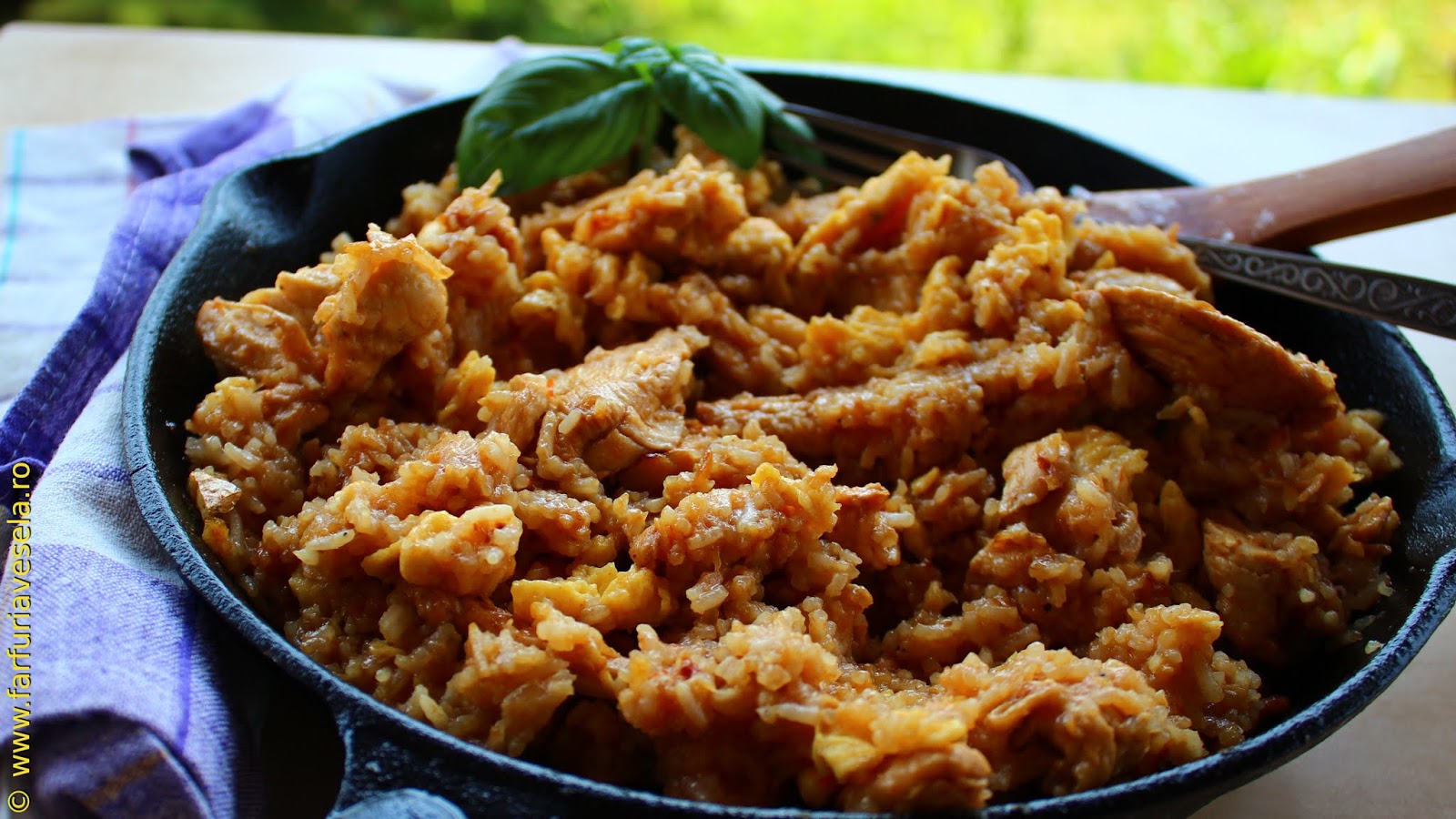 Farfuria vesela Orez basmati cu pui la tigaie