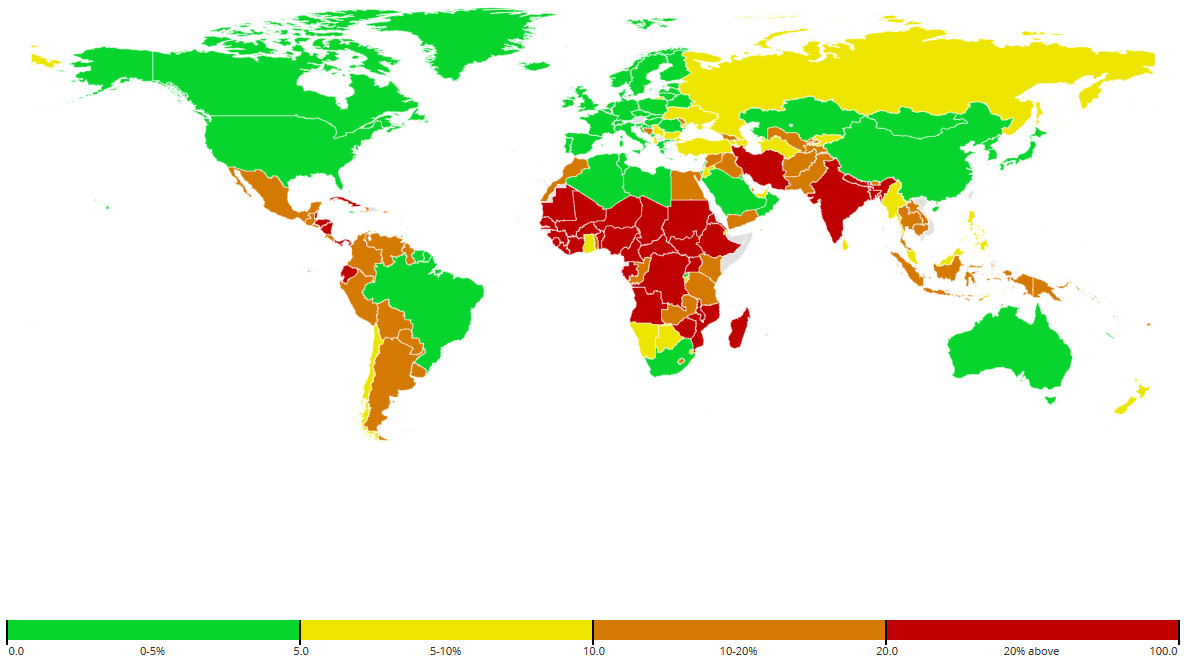 Percent women married at age 15 - 19