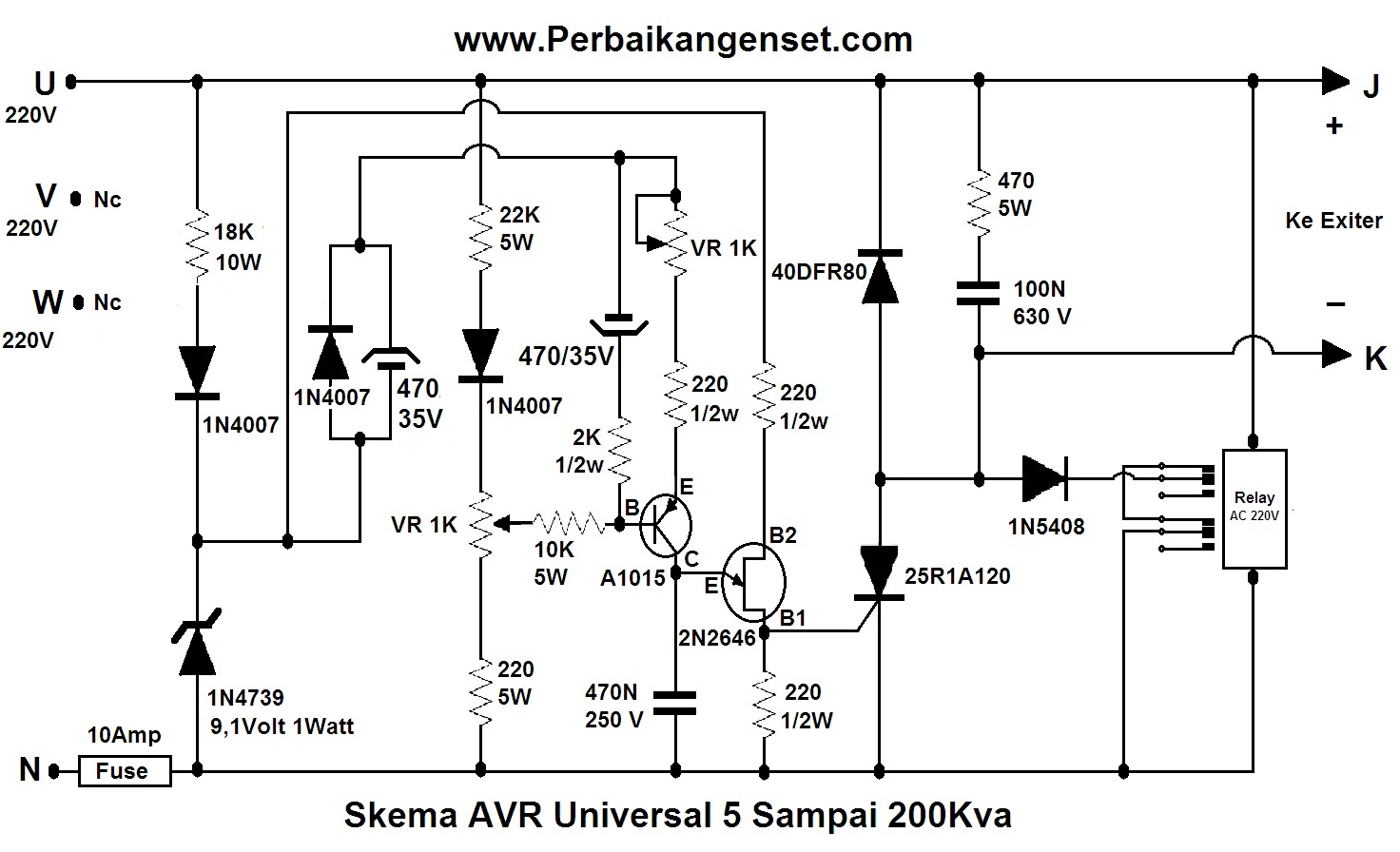 SERVICE GENSET : skema Avr Universal wiring diagram for onan genset 6 5 