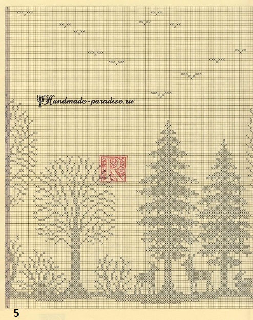 Лес. Филейные шторы крючком и вышивка (5)