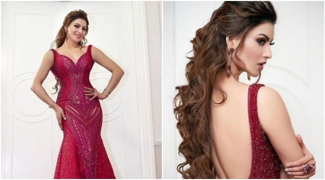 Urvashi Rautela Looking Red Hot In Backless Bodycon Floor-Length Gown.