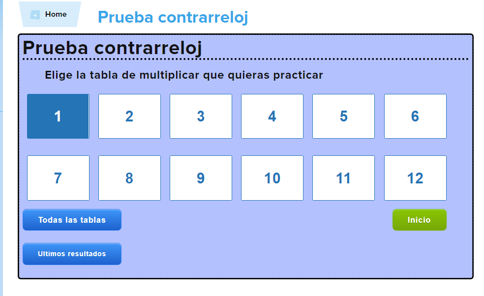 CEIP EL ZARGAL. SECOND GRADE TABLAS DE MULTIPLICAR. PRUEBA CONTRARELOJ