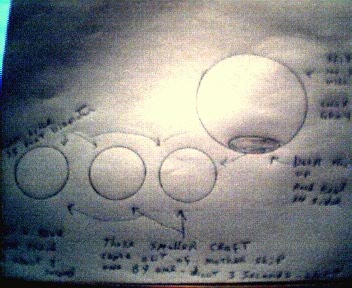 Mother Ship And Three Smaller Craft Shot Out Of Opening In UFO South Monticello Arkansas (Diagram)