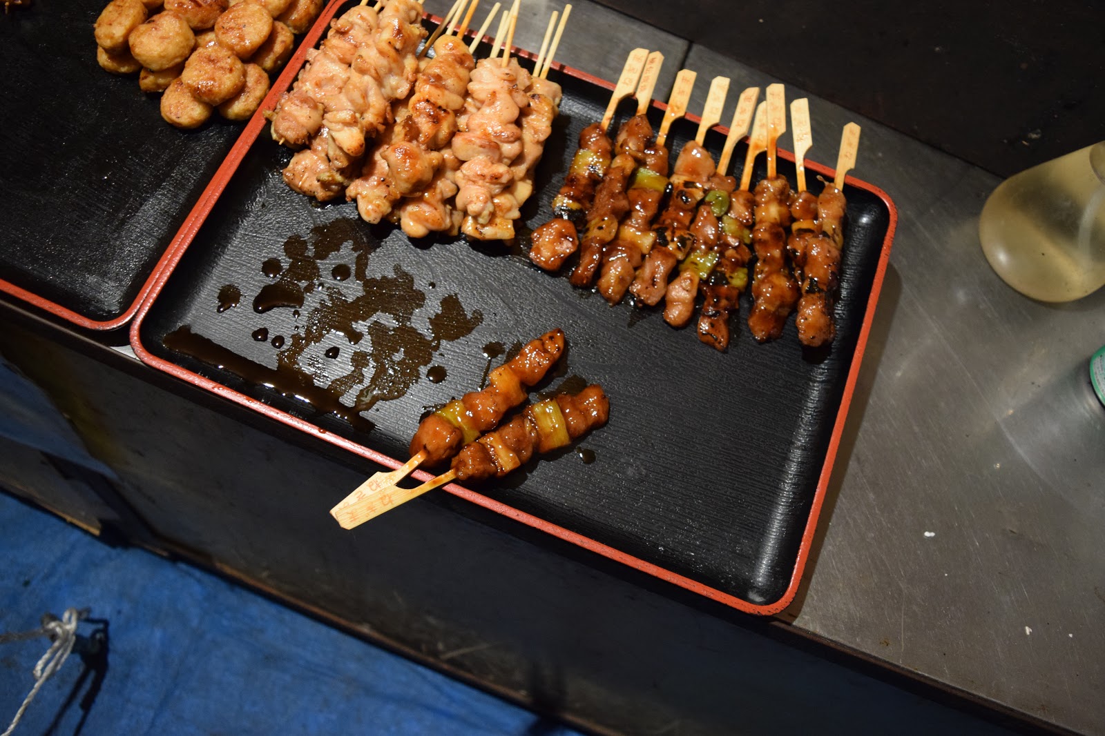 Yakitori at a yatai food stand on New Years eve in Japan