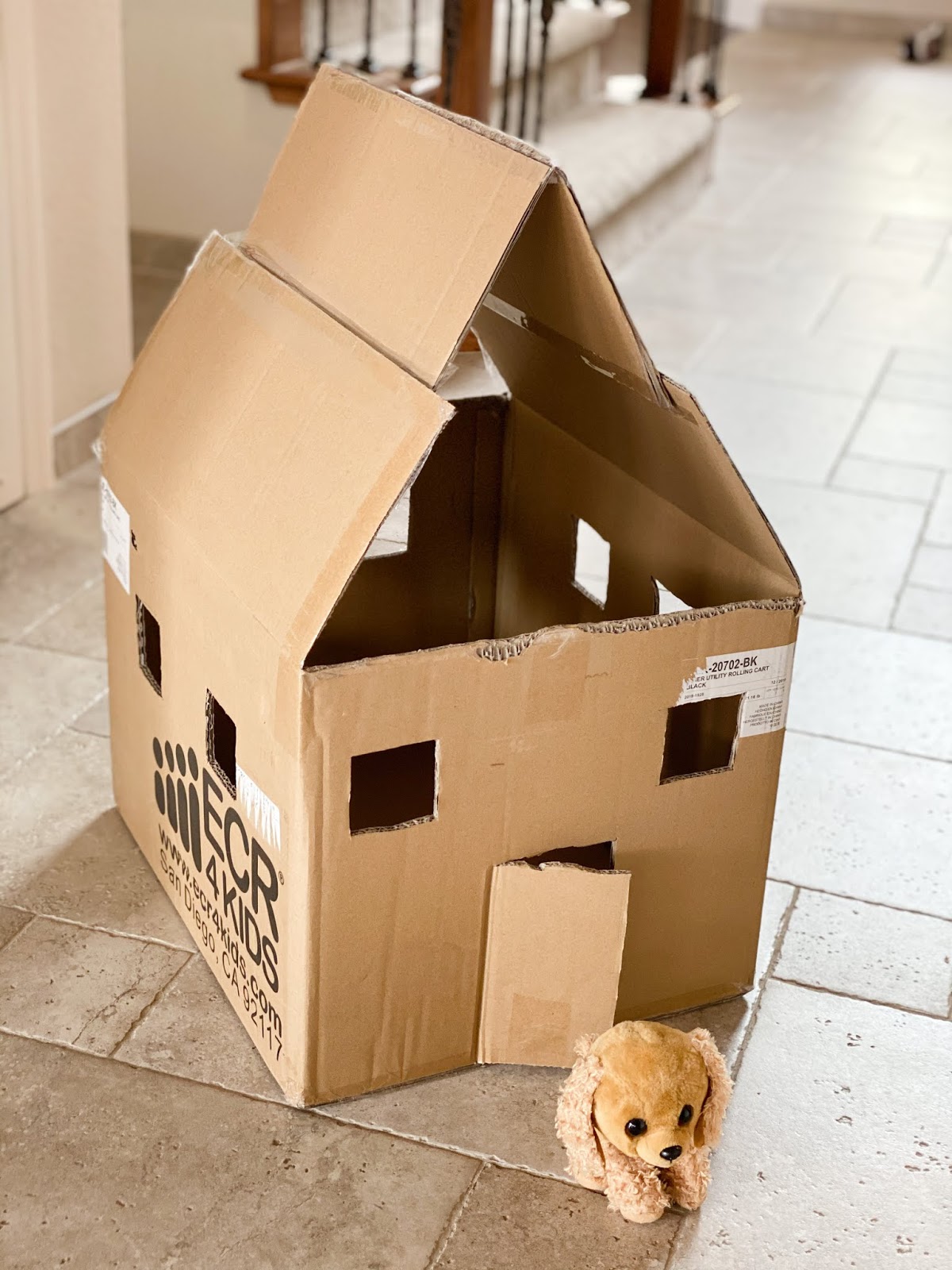 Toddler Approved! Cardboard Stuffed Animal House for Kids