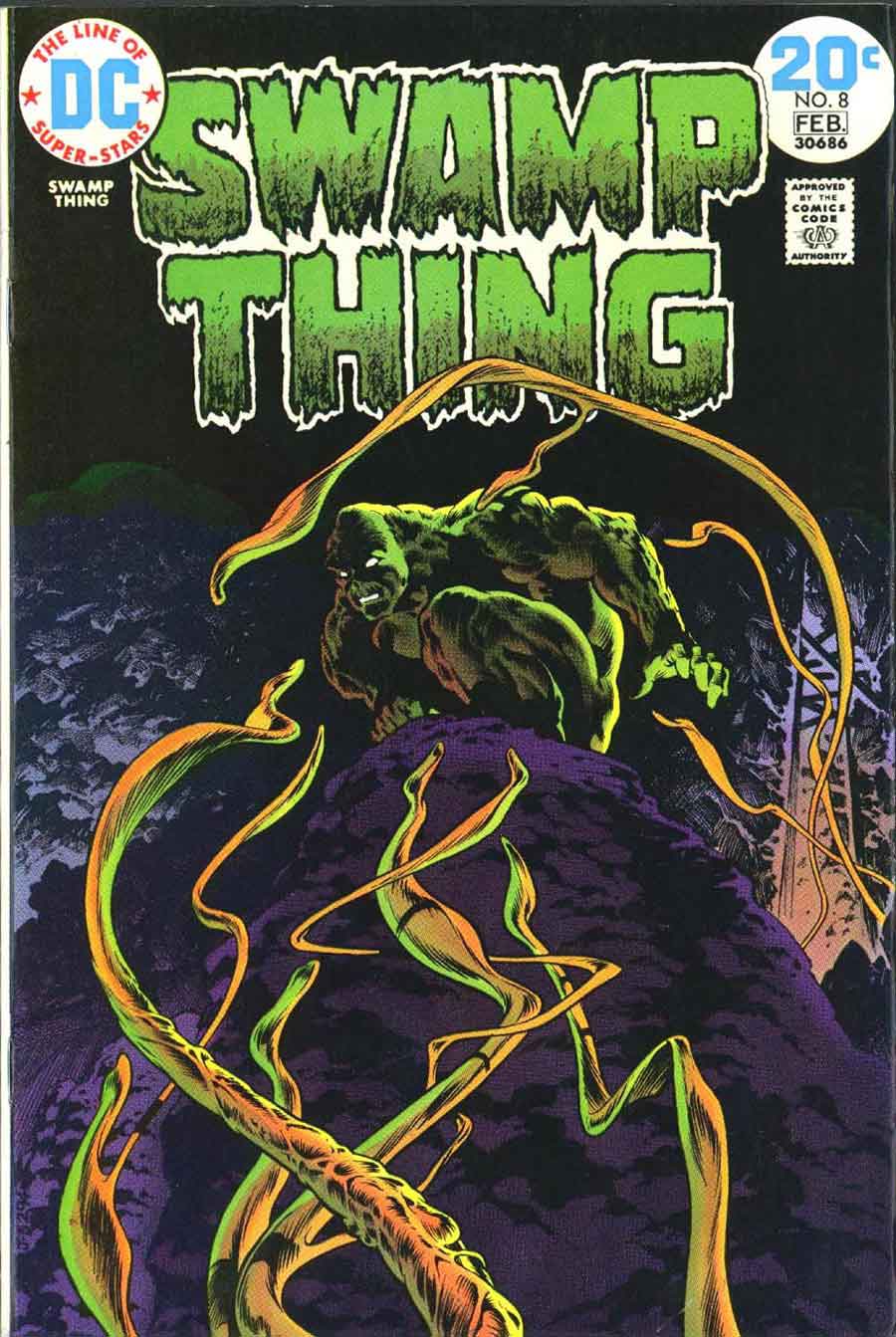 Swamp Thing #8 bronze age 1970s dc comic book cover art by Bernie Wrightson