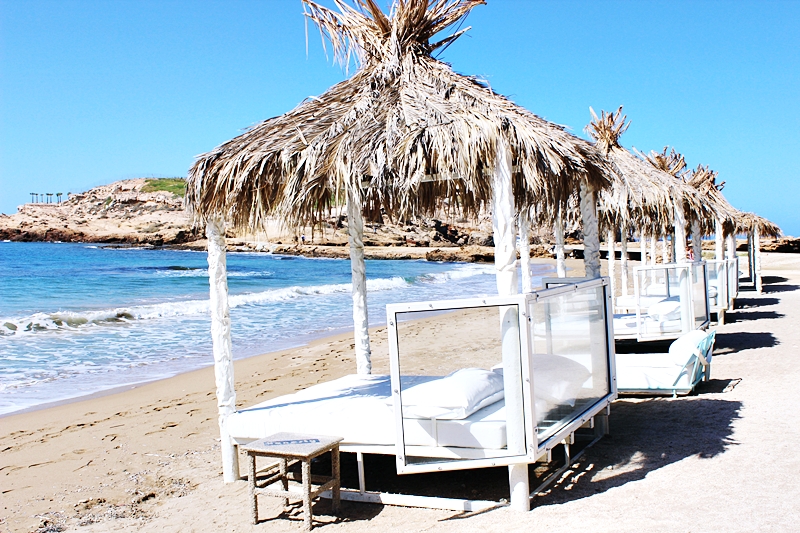 EREGO Beach Club and Restaurant beach sun beds.