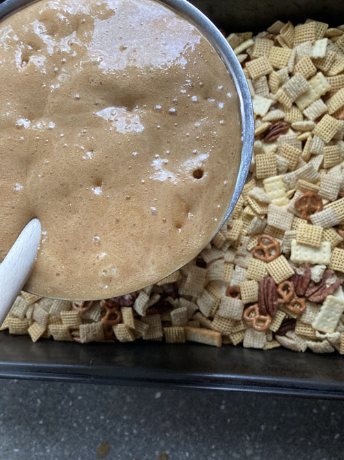 Food Pusher Crispy Caramelized Chex Mix