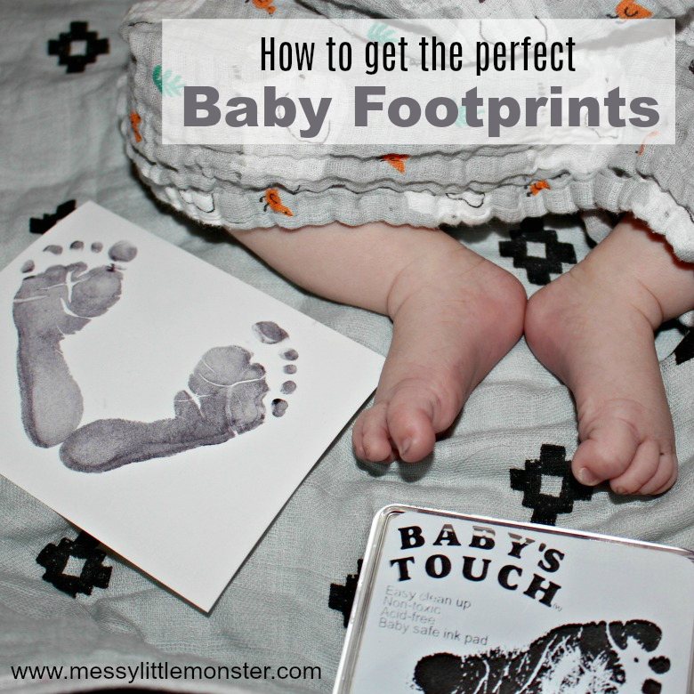 Top tips for how to make the perfect newborn baby footprints. Get baby safe ink or inkless wipes to take these diy prints to use as a baby keepsake or for a baby memory book.