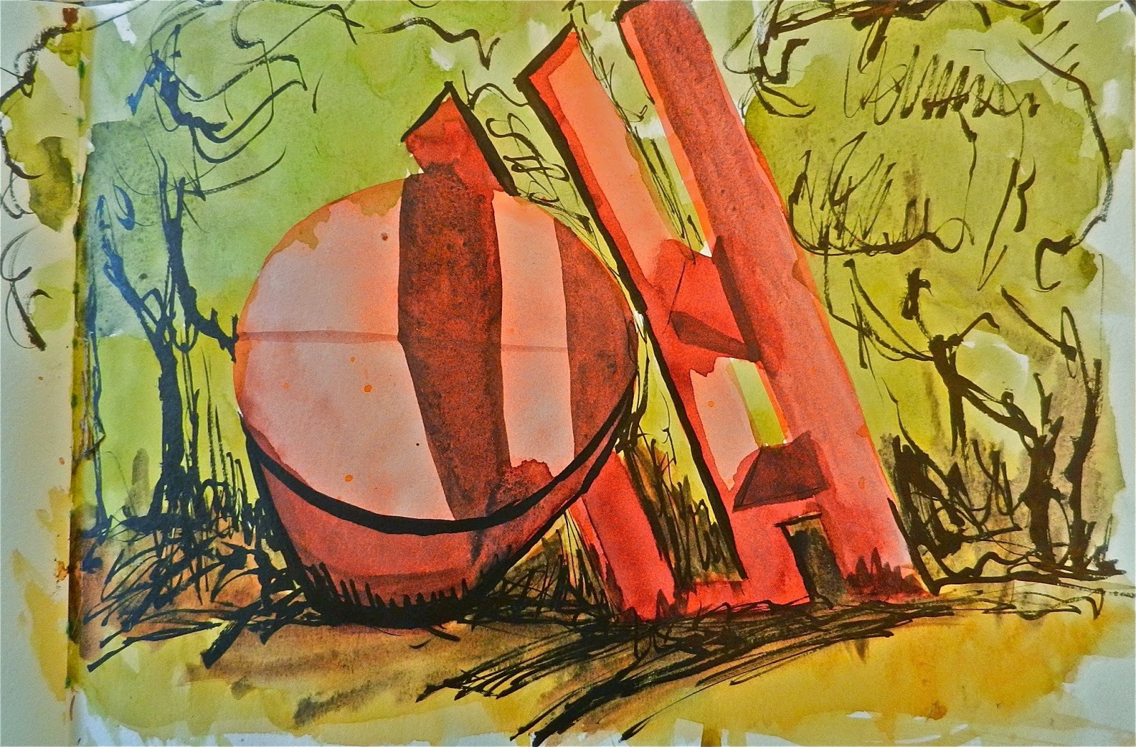 Urban Sketchers S.F. Bay Area Runnymede Sculpture Farm, Woodside