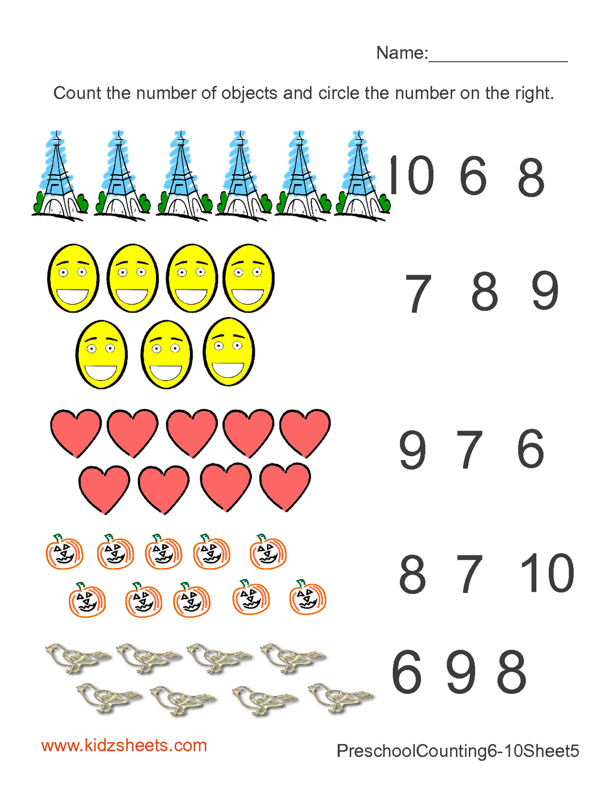 Number Recognition Worksheet Number Recognition Worksheet