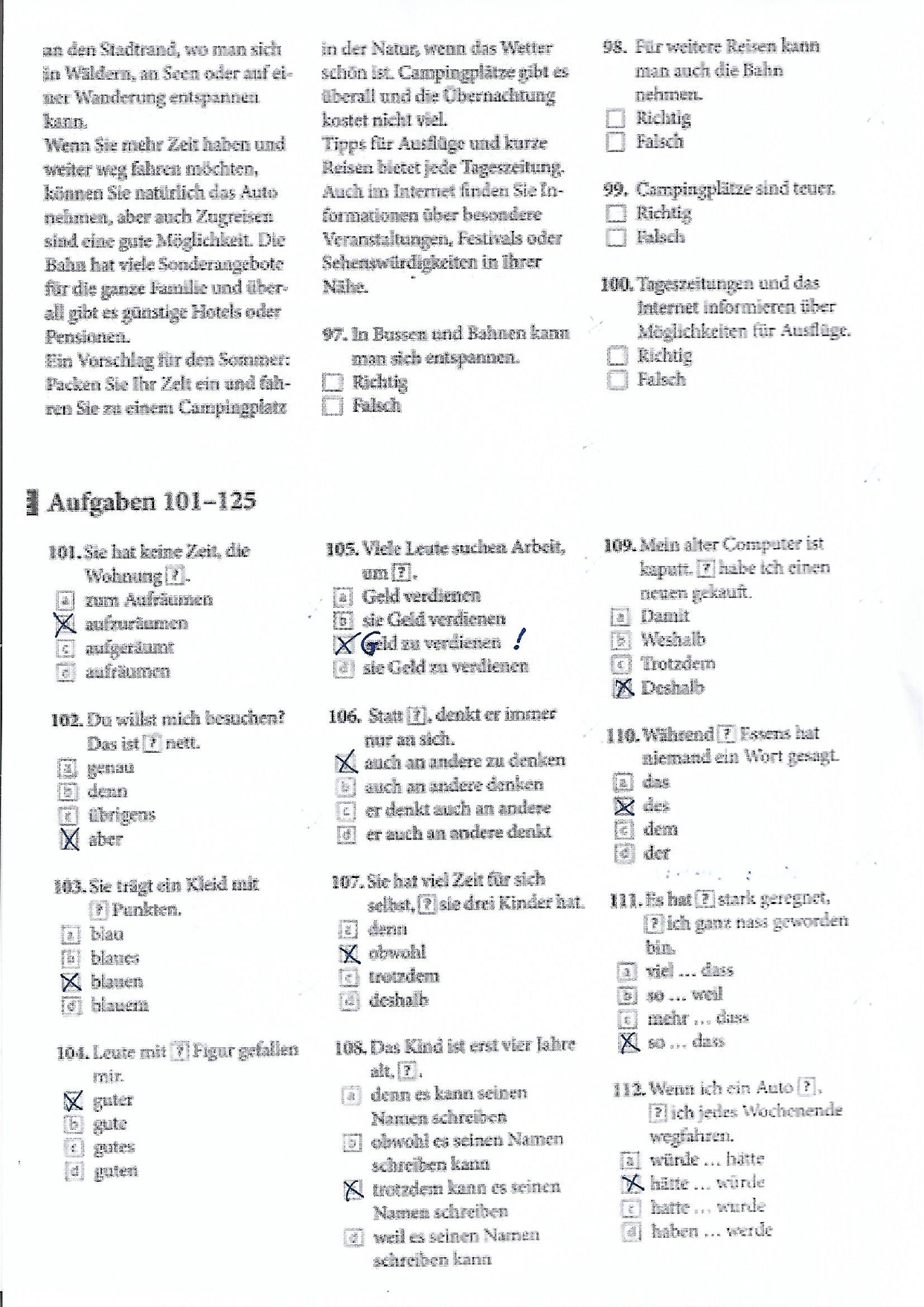 B2 Prüfung Test Mit Lösungen Deutsch ist schön...kommt!: B2.1 Lösungen Test Teil II