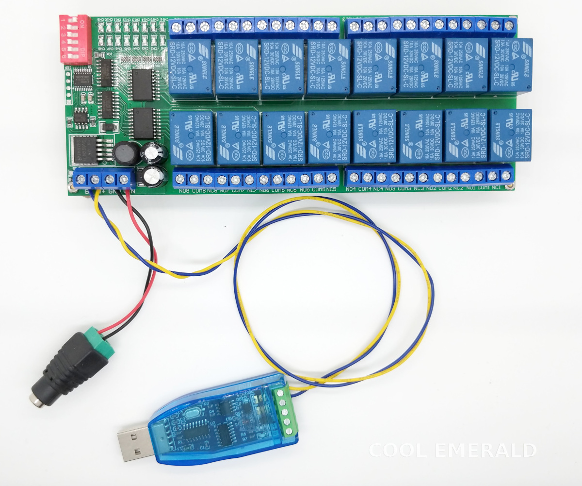 CoolEmerald 16 Channel RS485 Modbus Relay Board