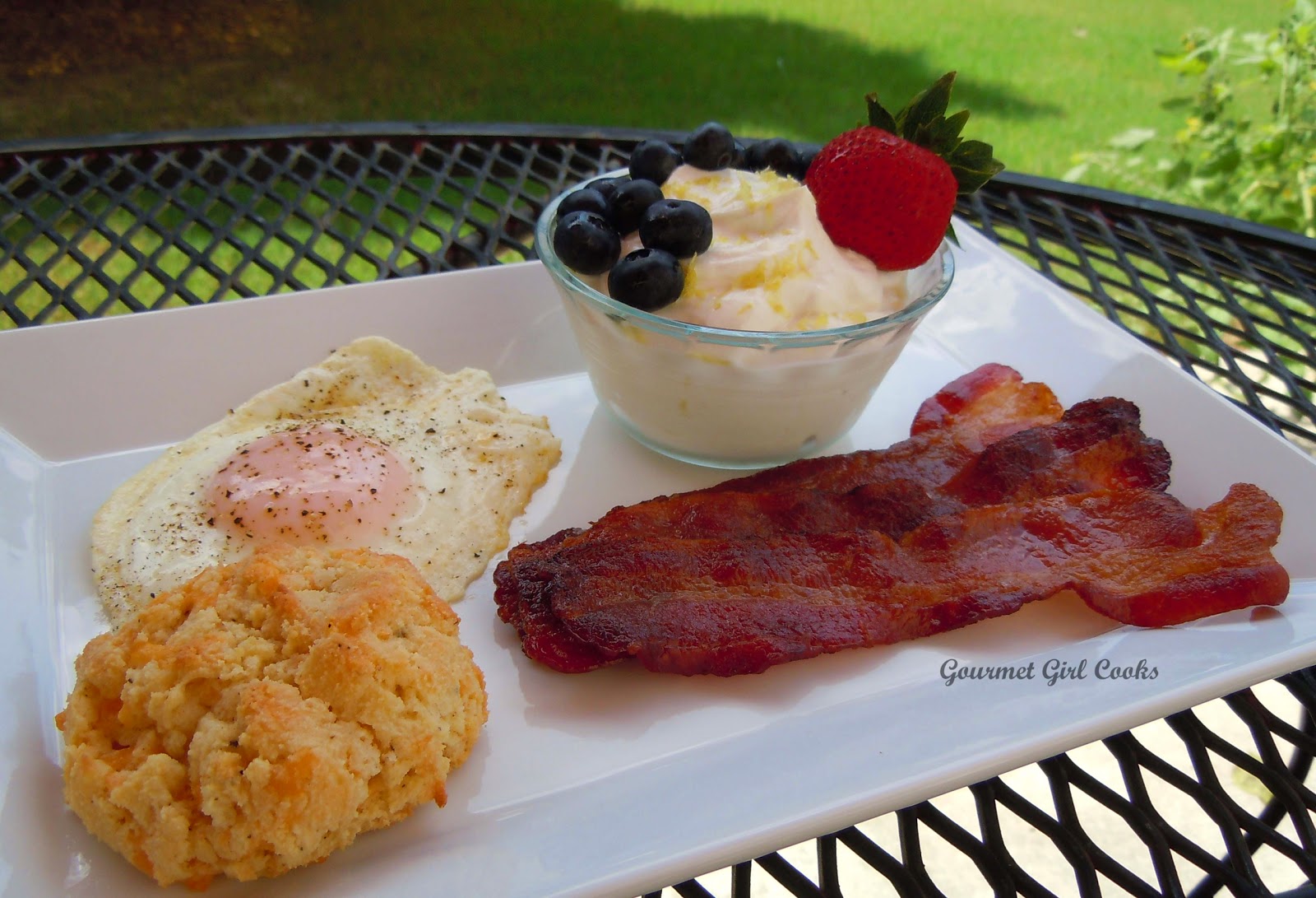 Gourmet Girl Cooks Sunday Brunch Eggs Bacon Easy Cheddar Black Pepper Biscuits