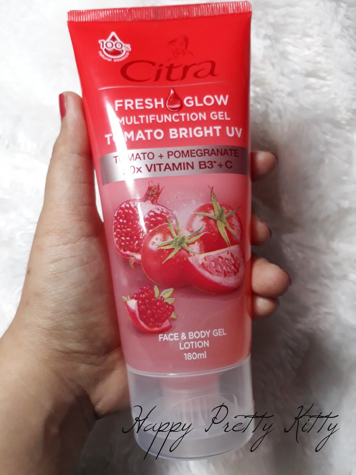 Citra Fresh Glow Multifunction Gel Tomato Bright UV di kulit wajah