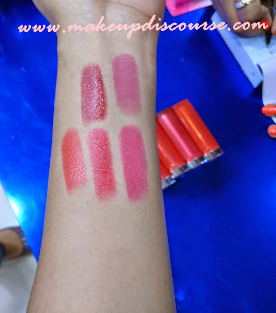 Maybelline Colorsensational Rebel Bouquet Lipstick Swatches: REB01, REB02, REB04, REB05, REB07 in India