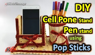 DIY decorative mobile phone stand from ice cream sticks, Popsicle Sticks, Creative Popsicle Stick Crafts for office use