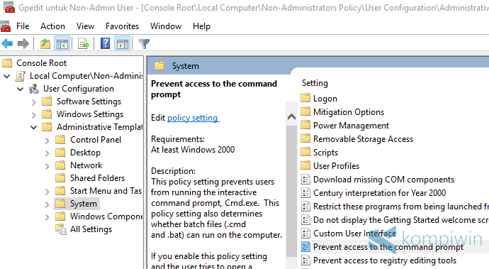 menonaktifkan command prompt