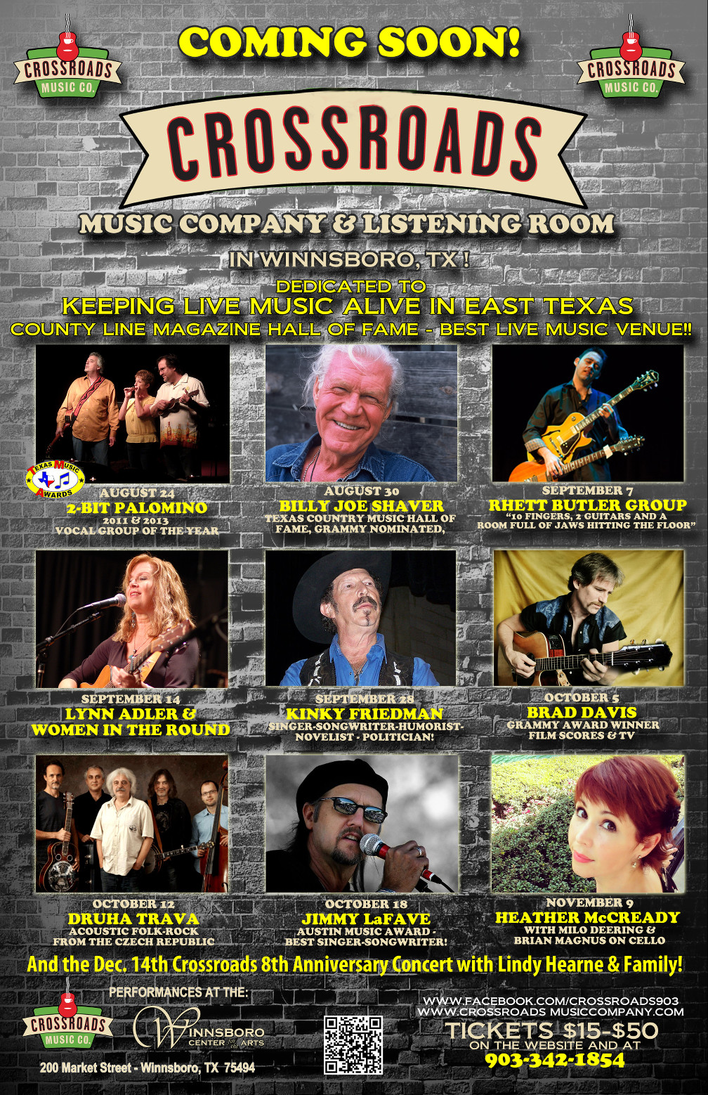 The Gilmer Mirror Crossroads Music Company Announces Fall Line Up