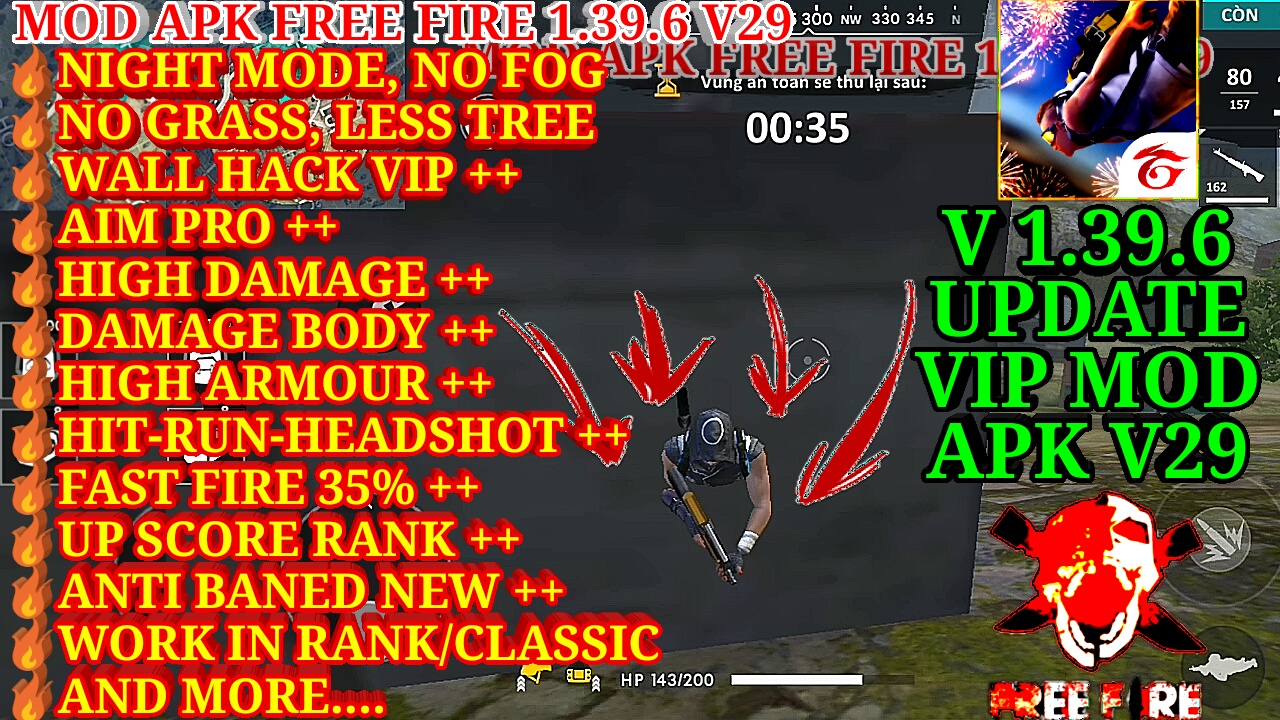 Mod Apk Free Fire Ob17 1 39 6 V29 Wall Hack Vip Hit Run