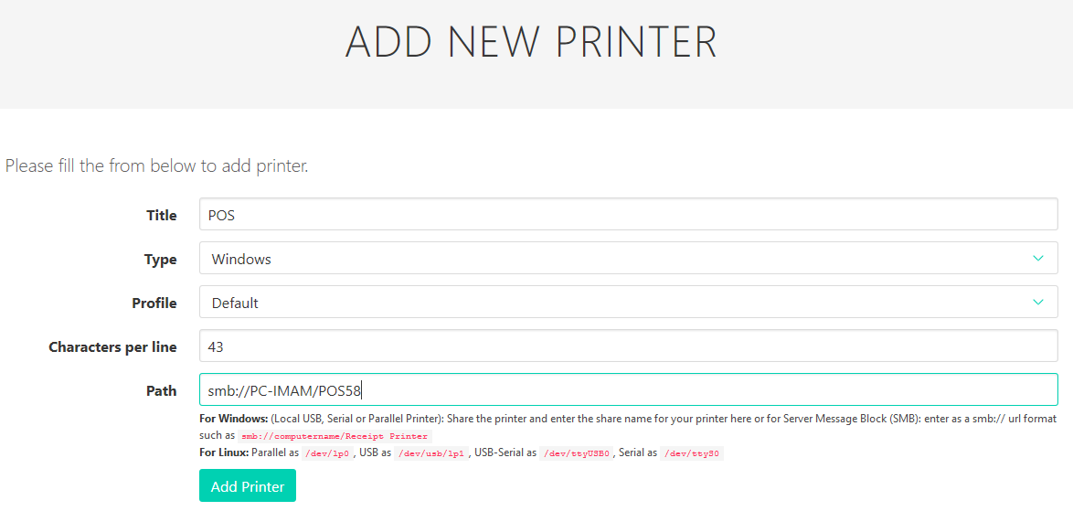 Konfigurasi Print Server Untuk Aplikasi Kasir Terpadu Rumah IT