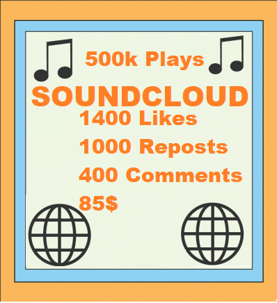 500k Soundcloud Plays 1400 Likes 1000 Reposts 400 Comments 