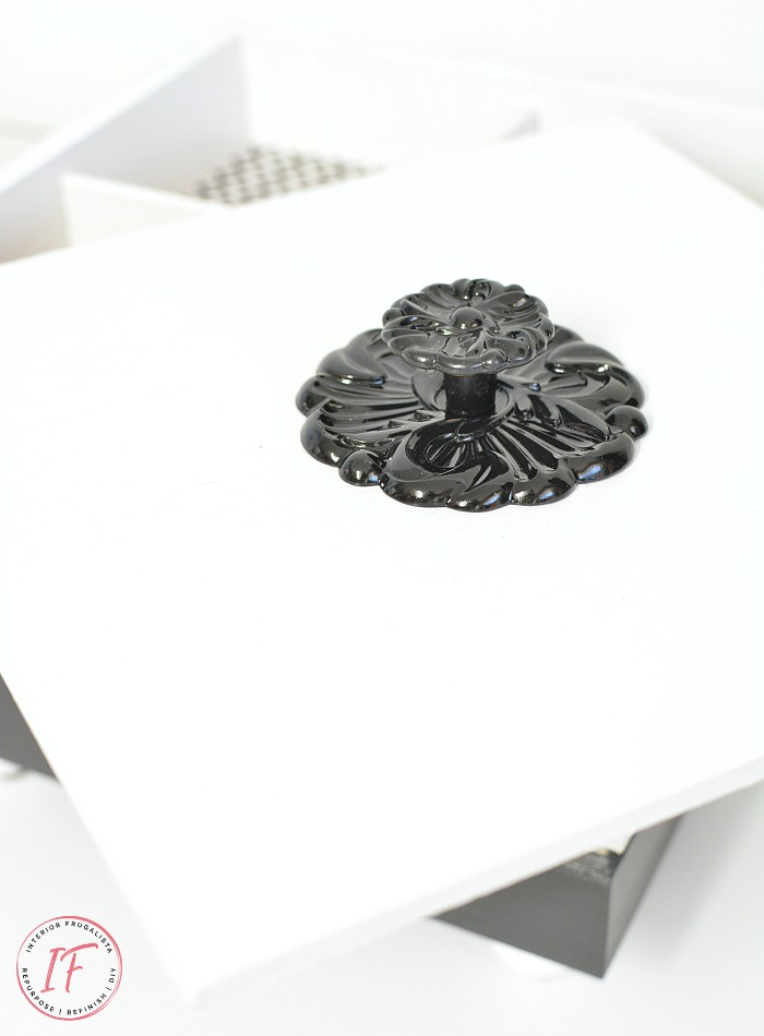 Upcycled Trinket Box With High Gloss Black Rosette Knob 