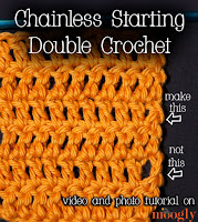 Chainless Starting Double Crochet Tutorial on Moogly