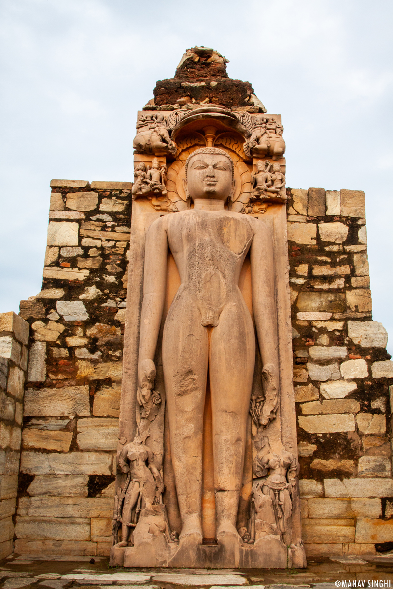5.33 metres (17.5 ft) tall statue of the Jain tirthankara Shantinatha stands on a high platform jagati at Naugaja Temple of Santinatha