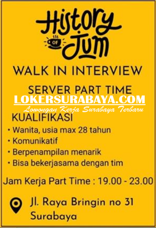 Walk In Interview at History Jum Surabaya Agustus 2020 - Lowongan Kerja
