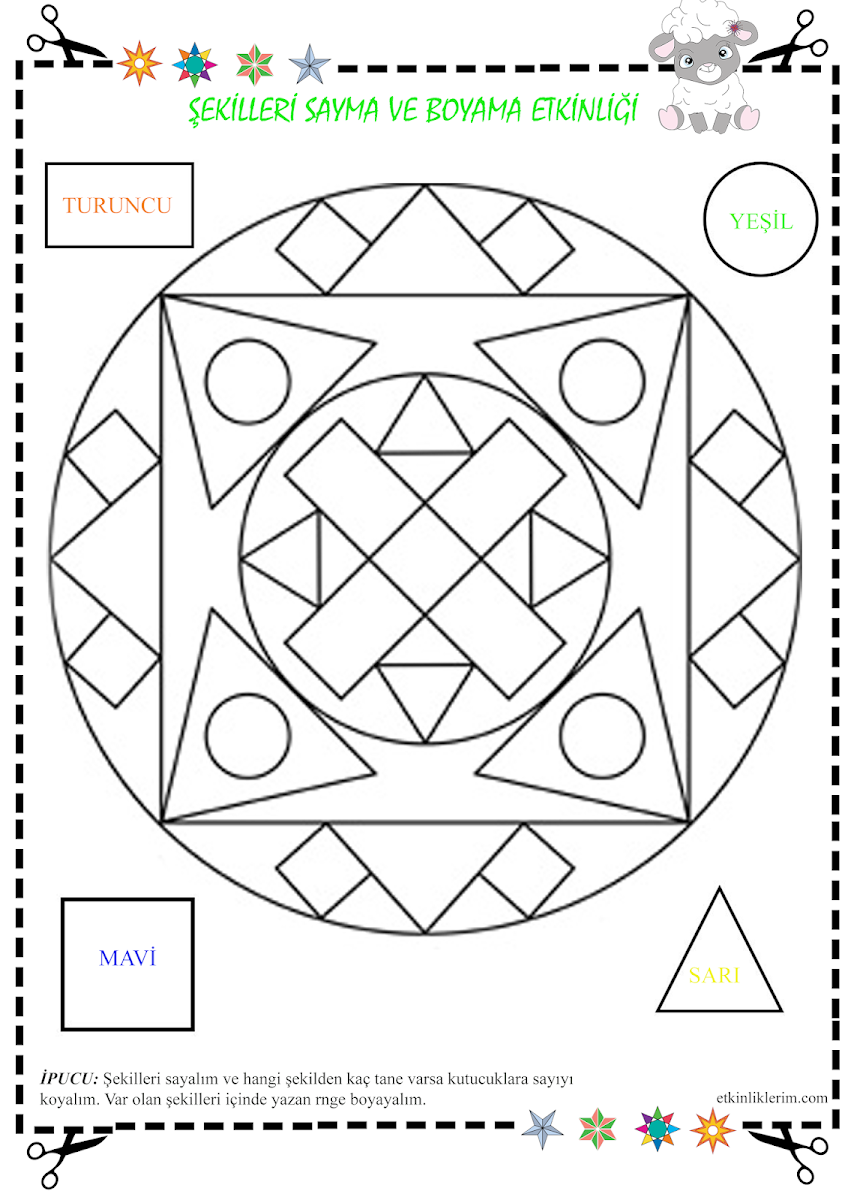 Şekilleri Sayma ve Boyama Etkinliği – 6