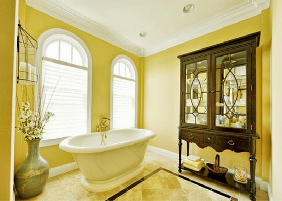 Baños en color amarillo y marrón - Colores en Casa