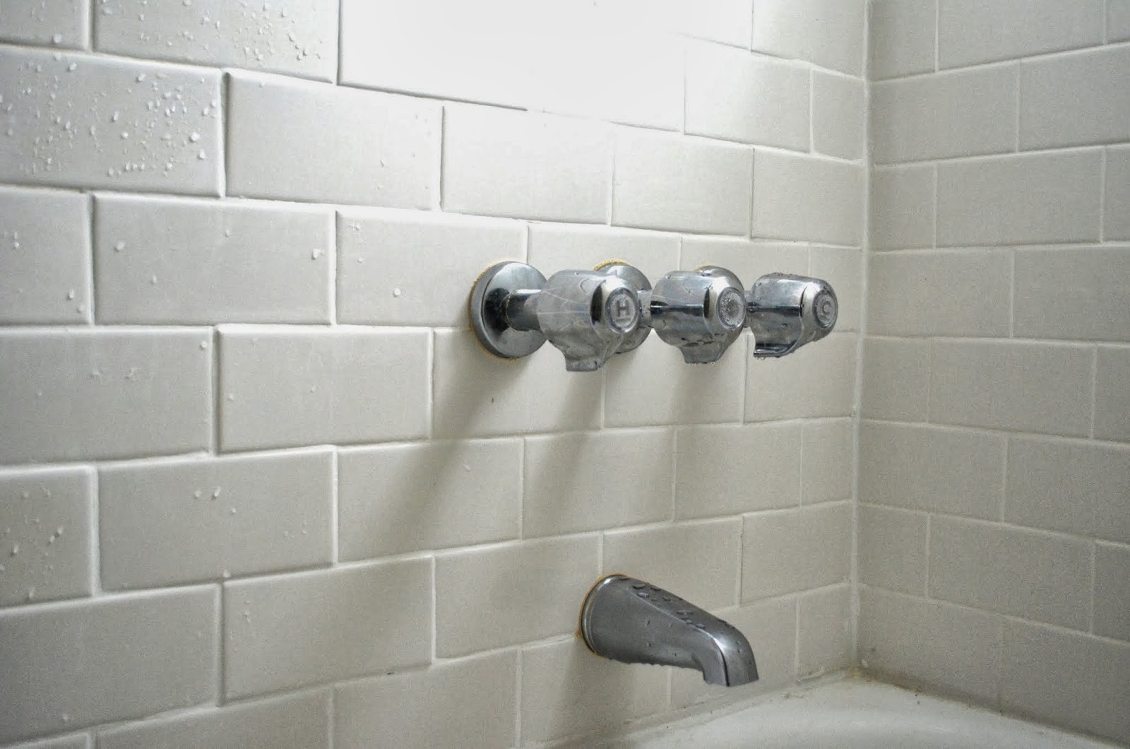 In the Little Yellow House Retiling the Shower