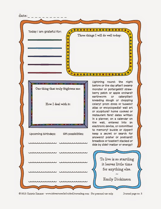 Adventures in Guided Journaling: Printable Guided Journal Pages -- Undated