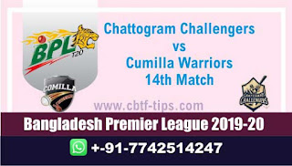 Who will win Today BPL T20, 14th Match Comila vs Chattogram - Cricfrog
