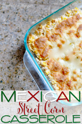 This recipe for Mexican Street Corn Casserole looks delicious!  It combines rich and fresh flavors for a perfect summer weeknight side dish or potluck casserole.
