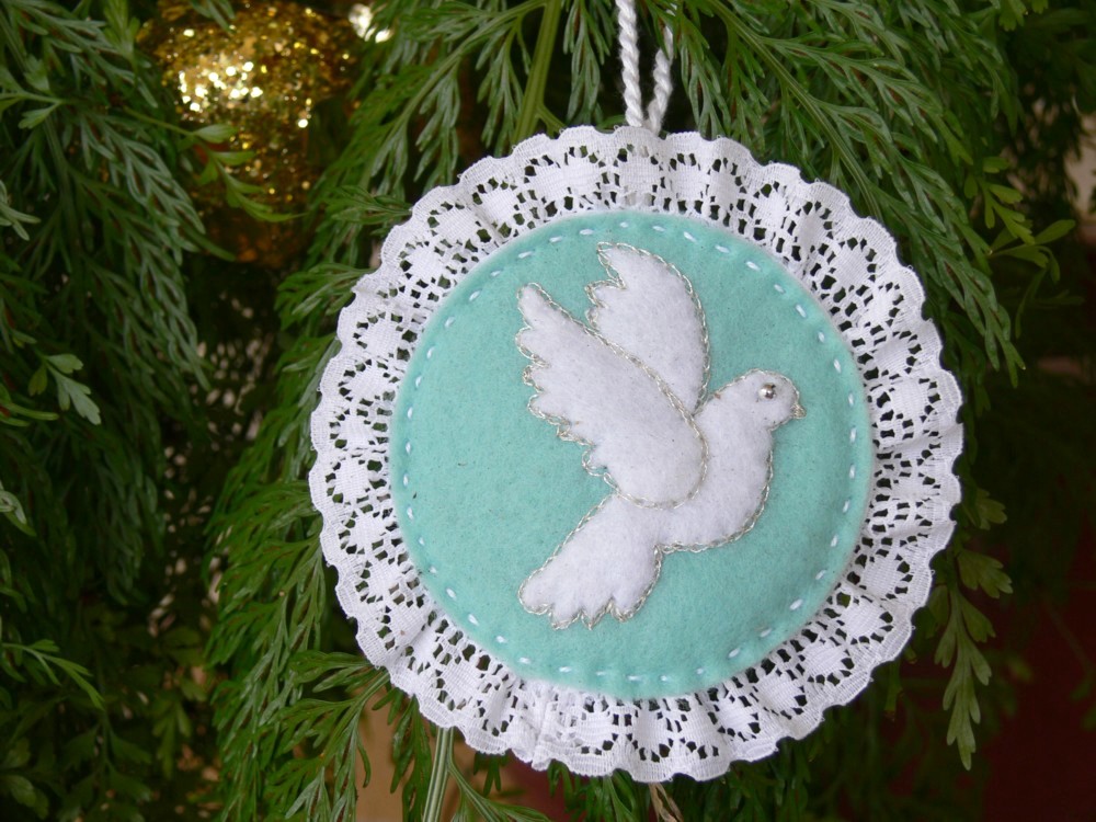 Val Laird Designs Journey of a Stitcher Dove Christmas Tree Ornament