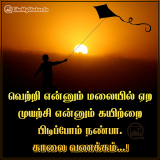 வெற்றி என்னும் மலையில் ஏற முயற்சி என்னும் கயிற்றை பிடிப்போம் நண்பா. காலை வணக்கம்...!